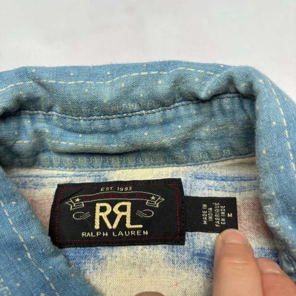 RRL Double RL Ralph Lauren Striped Plaid Lined Snap Shirt Men's M Southwestern - Picture 4 of 11